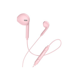 Навушники HOCO M55 Memory sound wire control earphones with mic Pink