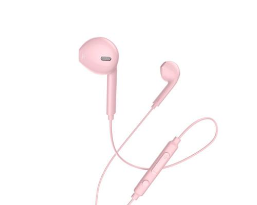 Навушники HOCO M55 Memory sound wire control earphones with mic Pink