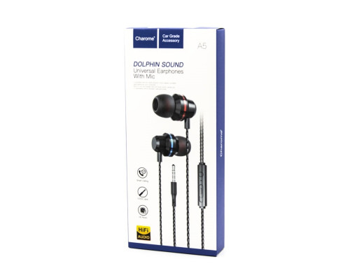 Навушники CHAROME A5 Dolphin sound universal earphone with mic Black