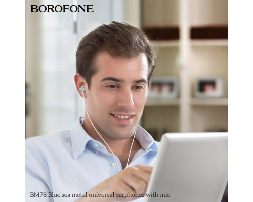 Навушники BOROFONE BM78 Blue sea metal universal earphones with mic Silver