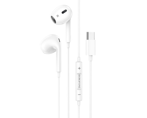 Навушники BOROFONE BM80 Max Gorgeous Type-C wire-controlled digital earphones with microphone White