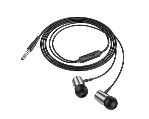 Навушники HOCO M108 Spring metal universal earphones with mic Metal Gray