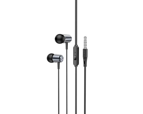 Навушники HOCO M108 Spring metal universal earphones with mic Metal Gray