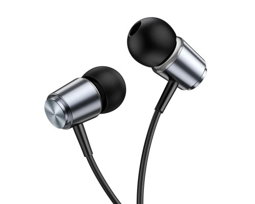 Навушники HOCO M108 Spring metal universal earphones with mic Metal Gray