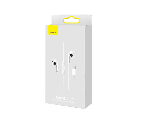 Навушники Baseus Encok Type-C lateral in-ear Wired Earphone C17 White