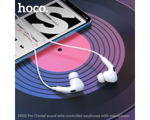 Навушники HOCO M101 Pro Crystal sound wire-controlled earphones with microphone White