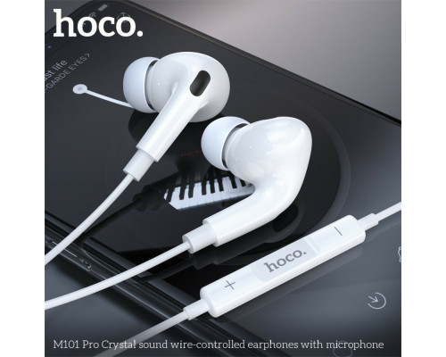 Навушники HOCO M101 Pro Crystal sound wire-controlled earphones with microphone White