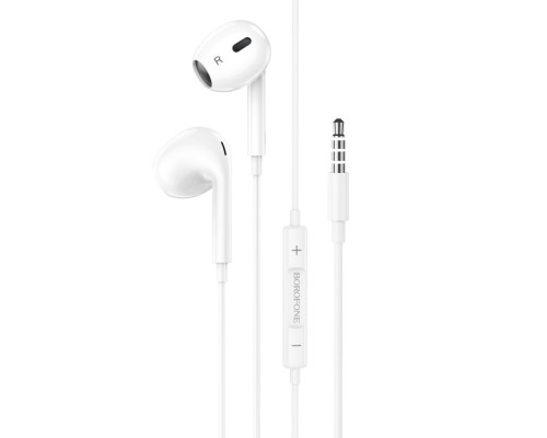 Навушники BOROFONE BM80 Max Gorgeous wire-controlled earphones with microphone White