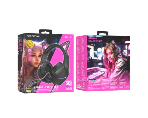 Навушники BOROFONE BO106 Cute cat ear luminous gaming headphones Phantom Cat