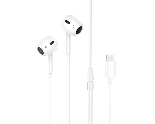 Навушники HOCO M1 Max crystal earphones for iP with mic White