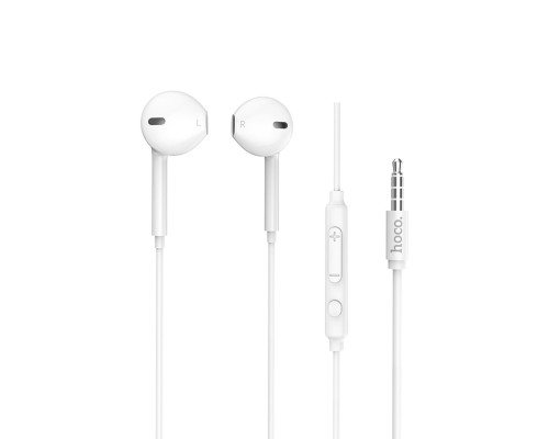 Навушники HOCO M55 Memory sound wire control earphones with mic White