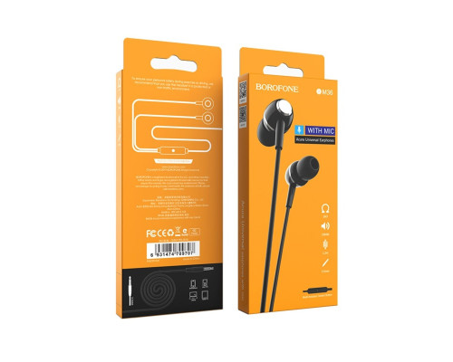 Навушники BOROFONE BM36 Acura Universal earphones with mic Black