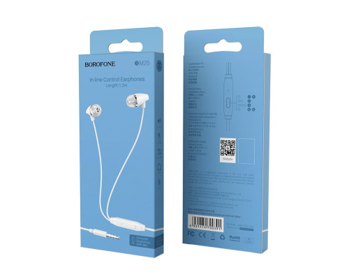 Навушники BOROFONE BM25 Sound edge universal earphones with mic White