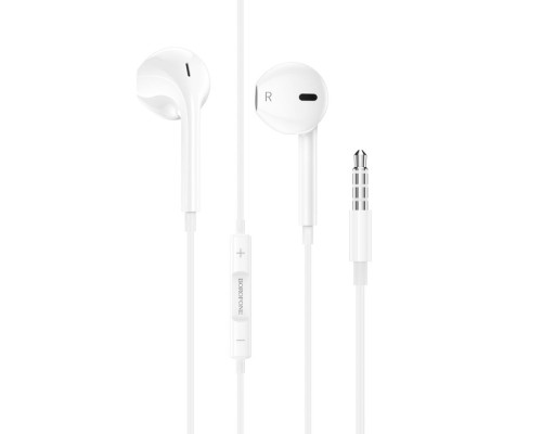 Навушники BOROFONE BM80 Magnificent wire-controlled earphones with microphone White