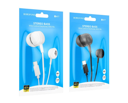 Навушники BOROFONE BM77 Type-C Delicious universal digital earphones with microphone White