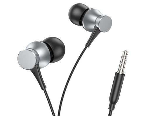 Навушники BOROFONE BM73 Platinum universal earphones with microphone Metal Gray