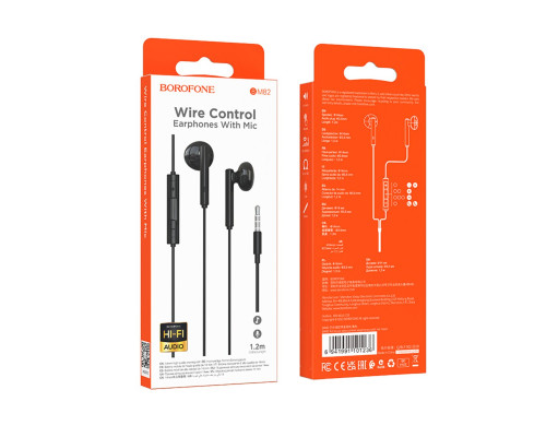 Навушники BOROFONE BM82 Art music digital earphones with mic Black