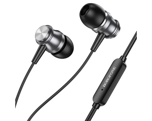 Навушники BOROFONE BM75 Platinum metal universal earphones with microphone Metal Gray