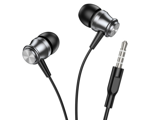 Навушники BOROFONE BM75 Platinum metal universal earphones with microphone Metal Gray