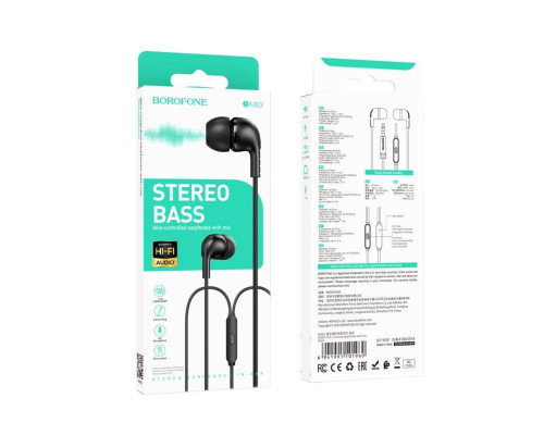 Навушники BOROFONE BM83 Craft universal earphones with mic Black