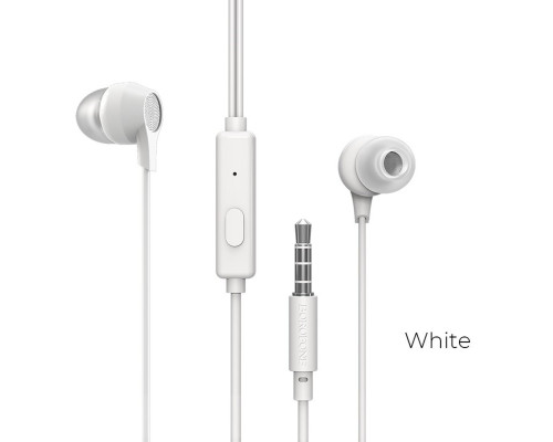 Навушники BOROFONE BM28 Tender sound universal earphones with mic White