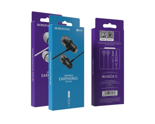 Навушники BOROFONE BM29 Sound edge universal earphones with mic Black