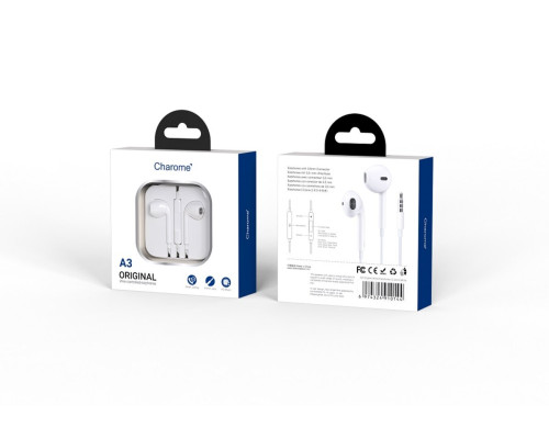 Навушники CHAROME A3 Original Wired Earphone (3.5mm) White