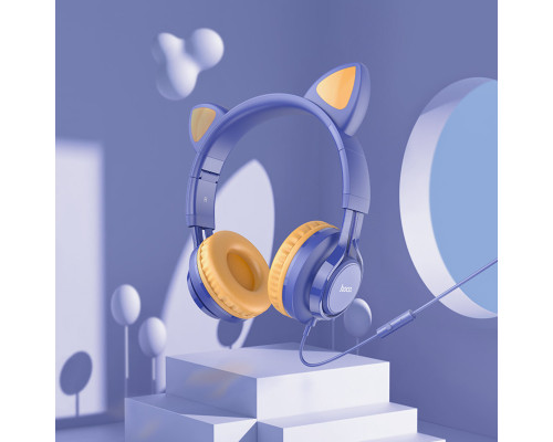 Навушники HOCO W36 Cat ear headphones with mic Midnight Blue