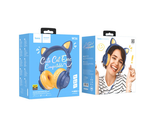 Навушники HOCO W36 Cat ear headphones with mic Midnight Blue