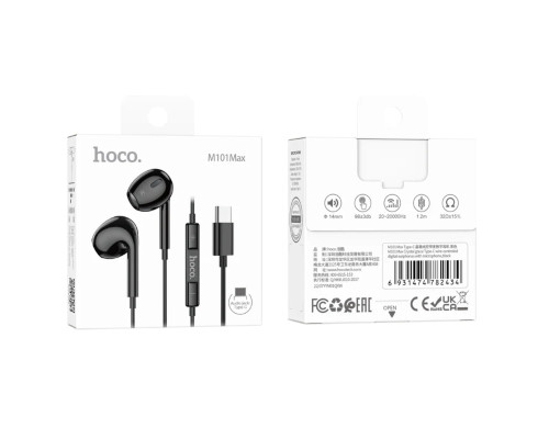 Навушники HOCO M101 Max Crystal grace Type-C wire-controled digital earphones with microphone Black