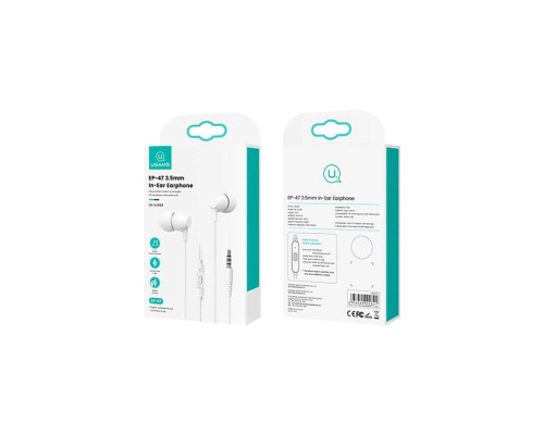 Навушники Usams US-SJ594 EP-47 3.5mm In-Ear Earphone White