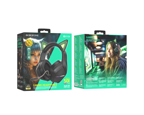 Навушники BOROFONE BO106 Cute cat ear luminous gaming headphones Elf Cat