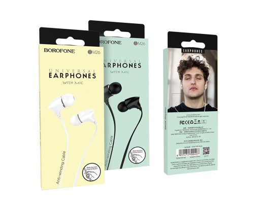 Навушники BOROFONE BM26 Rhythm universal earphones with mic Black