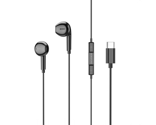 Навушники BOROFONE BM71 Light song Type-C wire-controlled digital earphones with microphone Black