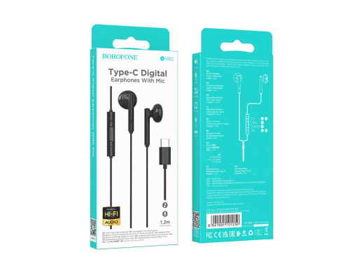 Навушники BOROFONE BM82 Art music digital earphones with mic Type-C Black