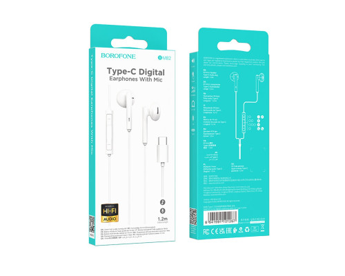 Навушники BOROFONE BM82 Art music digital earphones with mic Type-C White