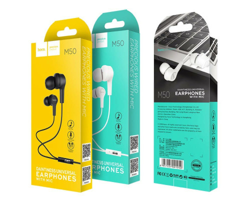 Навушники HOCO M50 Daintiness universal earphones with mic Black