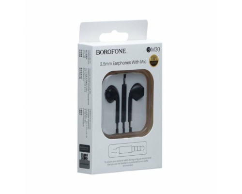 Навушники BOROFONE BM30 Original series wire control earphones with mic Black