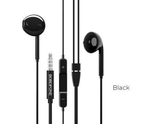 Навушники BOROFONE BM30 Original series wire control earphones with mic Black