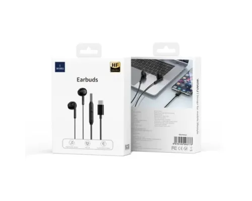 Навушники WiWU Type-C Wired Earphone EB314 Black mag-6976195093773153567
