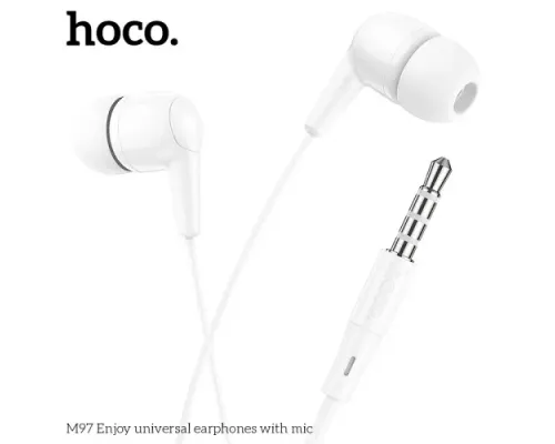 Навушники дротові HOCO M97 Enjoy universal earphones with mic 1,2m Білі mag-6931474771797145600