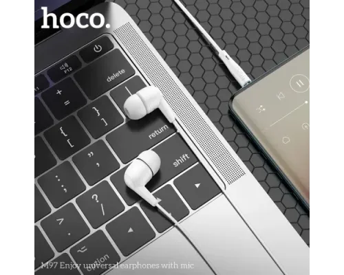 Навушники дротові HOCO M97 Enjoy universal earphones with mic 1,2m Білі mag-6931474771797145600
