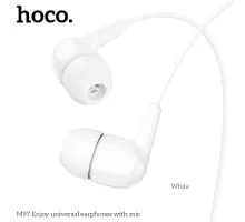 Навушники дротові HOCO M97 Enjoy universal earphones with mic 1,2m Білі mag-6931474771797145600