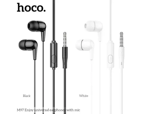 Навушники дротові HOCO M97 Enjoy universal earphones with mic 1,2m Білі mag-6931474771797145600