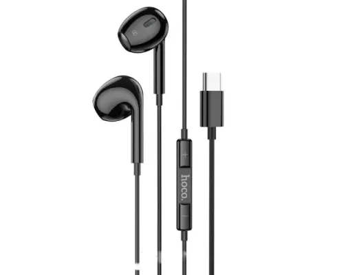 Навушники дротові HOCO M101 Max Crystal grace Type-C wire-controlled with mic. Black mag-6931474782434146706