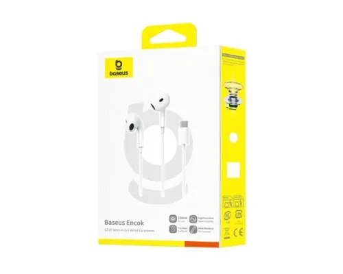 Навушники Baseus Encok CZ19 Type-C Wired Earphones White A00182201213-00 mag-6932172682965145739