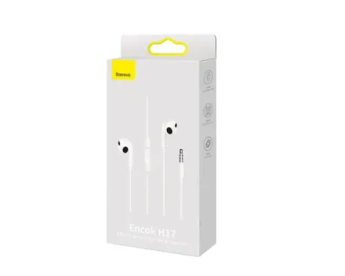 Навушники Baseus Encok 3.5mm lateral in-ear Wired Earphone H17 White NGCR020002 mag-6932172607791145676