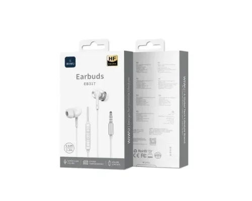Навушники WiWU 3.5mm Stereo Wired Earbuds EB317 White mag-6977703656657153618