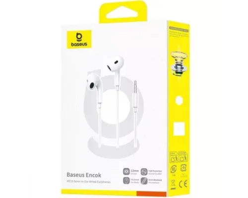 Навушники Baseus Encok HZ19 3,5mm Wired Earphones White A00182301213-00 mag-6932172682989145740