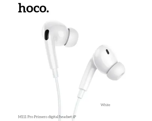 Навушники дротові HOCO M111 Pro Primero digital headset Lightning White mag-6942007606660151401